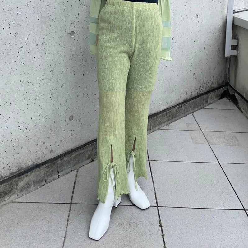 シースルーニットパンツ